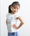 子供服 女の子 綿100％貝殻＆音符ガラス瓶プリントTシャツ オフホワイト(11) モデル画像1