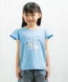子供服 女の子 綿100％貝殻＆音符ガラス瓶プリントTシャツ ブルー(61) モデル画像アップ