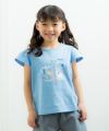 子供服 女の子 綿100％貝殻＆音符ガラス瓶プリントTシャツ ブルー(61) モデル画像1
