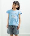 子供服 女の子 綿100％貝殻＆音符ガラス瓶プリントTシャツ ブルー(61) モデル画像3