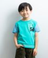 子供服 男の子 ロゴプリント＆ワッペンつきＴシャツ グリーン(08) モデル画像アップ