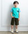 子供服 男の子 ロゴプリント＆ワッペンつきＴシャツ グリーン(08) モデル画像全身