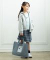 子供服 女の子 女の子モチーフつきダンガリートートバッグ ネイビー(06) モデル画像1