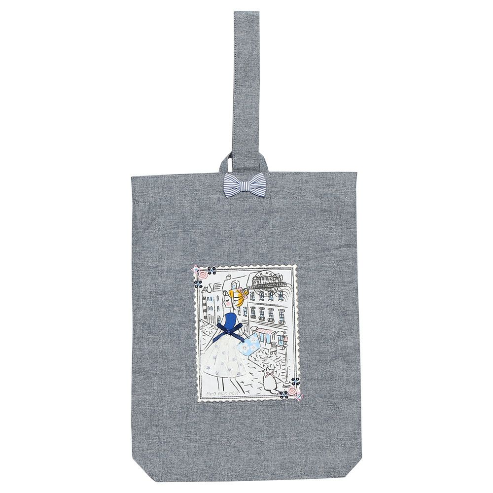 子供服 女の子 女の子モチーフつきシューズバッグ ネイビー(06) 正面