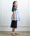 子供服 女の子 スーパーストレッチ6分丈ガウチョパンツ ネイビー(06) モデル画像全身