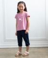 子供服 女の子 リボンモチーフつき6分丈パンツ ネイビー(06) モデル画像全身