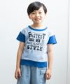 子供服 男の子 綿100％ロゴプリントＴシャツ ブルー(61) モデル画像全身