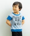 子供服 男の子 綿100％ロゴプリントＴシャツ ブルー(61) モデル画像1