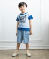 子供服 男の子 綿100％ロゴプリントＴシャツ ブルー(61) モデル画像2