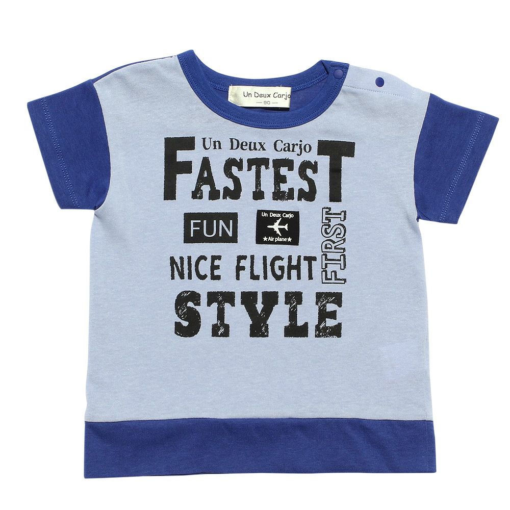 ベビー服 男の子 ベビーサイズ綿100％ロゴプリントＴシャツ ブルー(61) 正面
