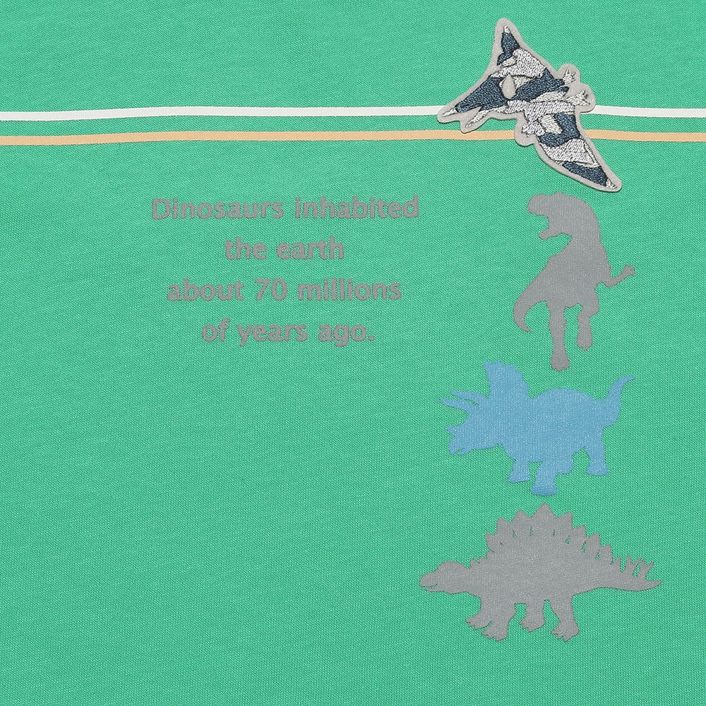 ベビー服 男の子 綿100％恐竜モチーフつきＴシャツ グリーン(08) デザインポイント1