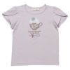 子供服 女の子 綿100％花柄ティーカップモチーフTシャツ パープル(91) 正面