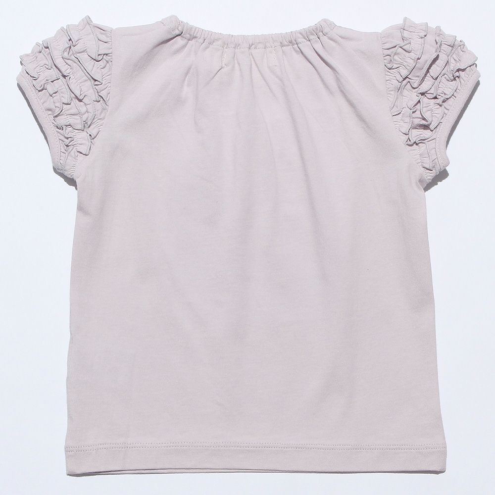 ベビー服 女の子 お花柄ティーカップ刺繍Tシャツ パープル(91) 背面