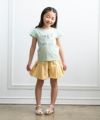 ベビー服 女の子 チェック柄プリーツ風キュロットパンツ イエロー(04) モデル画像2