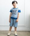 子供服 男の子 綿100％ストライプ柄ヒッコリーパンツ ブルー(61) モデル画像1