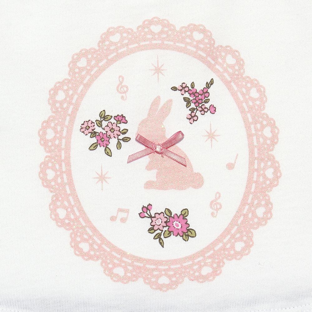 ベビー服 女の子 ベビーサイズうさぎモチーフプリントドッキングワンピース ネイビー(06) デザインポイント2