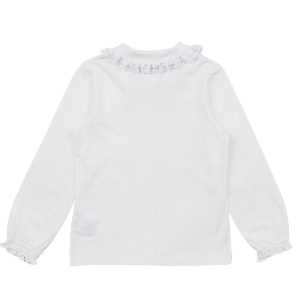 ベビー服 女の子 綿100％レースフリルブラウス オフホワイト(11) 