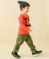 ベビー服 男の子 綿１００％恐竜フロッキープリントTシャツ オレンジ(07) モデル画像2