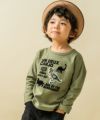 ベビー服 男の子 綿１００％恐竜フロッキープリントTシャツ カーキ(82) モデル画像アップ