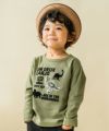 ベビー服 男の子 綿１００％恐竜フロッキープリントTシャツ カーキ(82) モデル画像全身