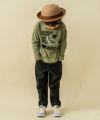 ベビー服 男の子 綿１００％恐竜フロッキープリントTシャツ カーキ(82) モデル画像1