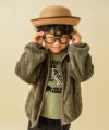 ベビー服 男の子 綿１００％恐竜フロッキープリントTシャツ カーキ(82) モデル画像3