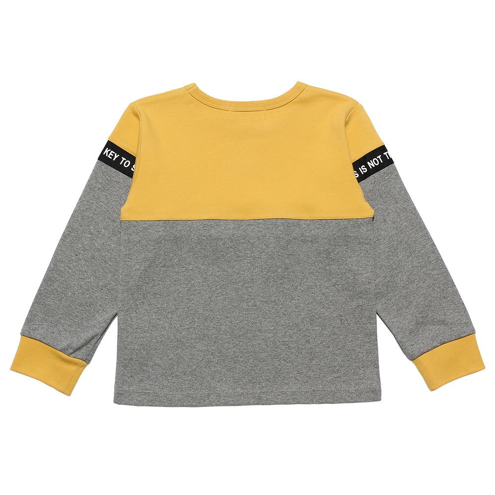 子供服 男の子 本体綿１００％バイカラーデザインTシャツ イエロー(04) 背面