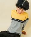 子供服 男の子 本体綿１００％バイカラーデザインTシャツ イエロー(04) モデル画像全身