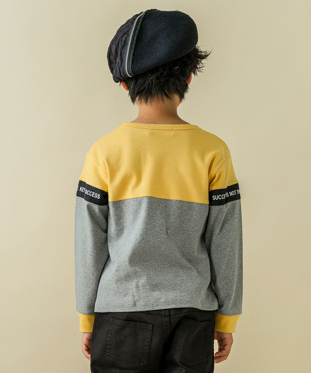 子供服 男の子 本体綿１００％バイカラーデザインTシャツ イエロー(04) モデル画像2