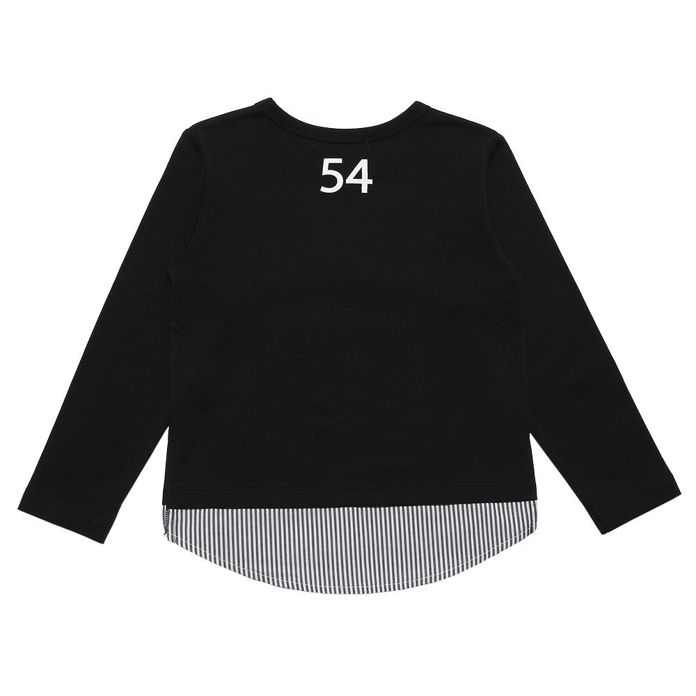 子供服 男の子 Tシャツ　レイヤード風　ポケット　文字入り　バックプリント　本体綿１００％ ブラック(00) 背面