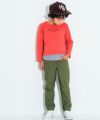 子供服 男の子 本体綿１００％バックプリン入りレイヤード風Tシャツ オレンジ(07) モデル画像