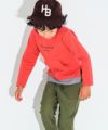 子供服 男の子 本体綿１００％バックプリン入りレイヤード風Tシャツ オレンジ(07) モデル画像