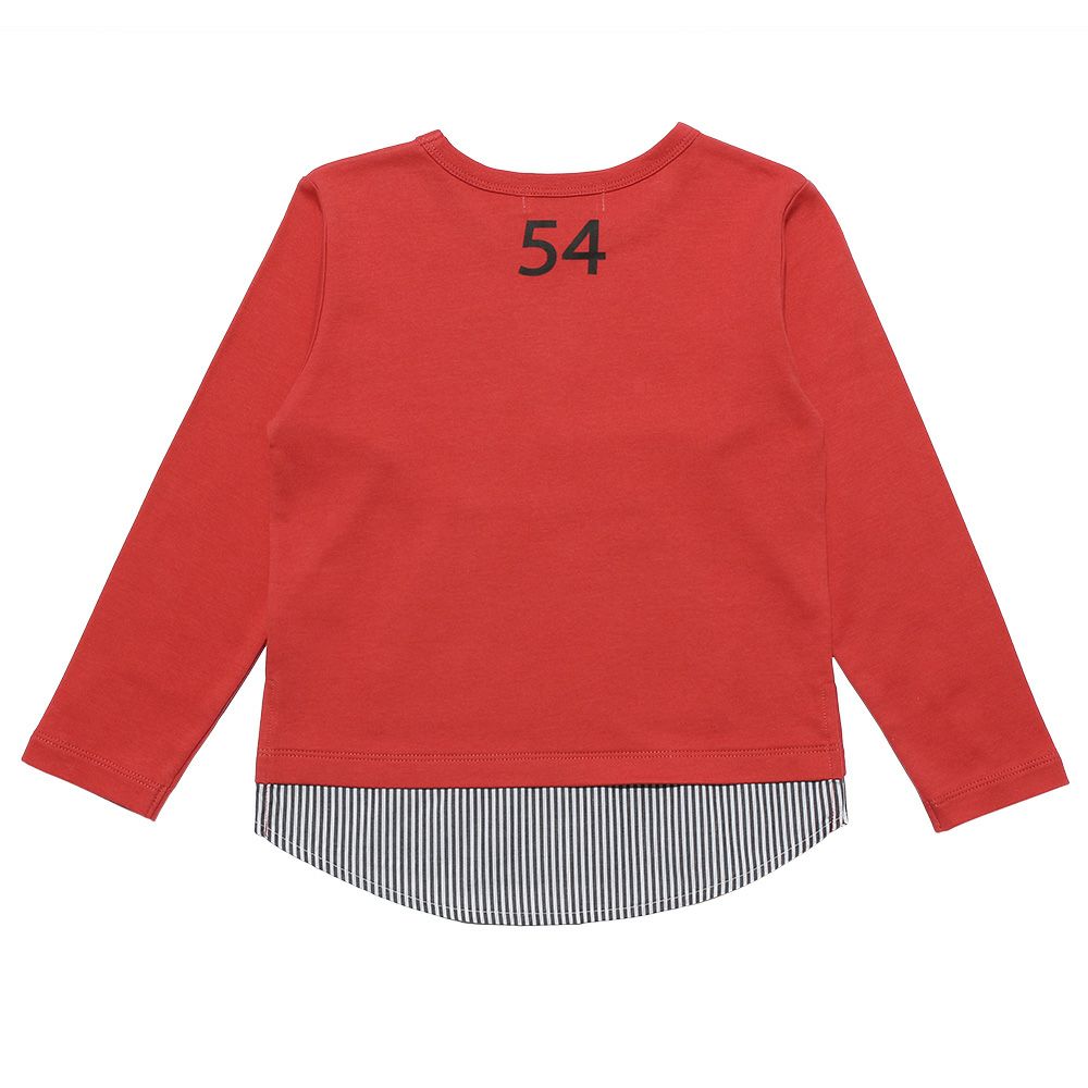 子供服 男の子 Tシャツ　レイヤード風　ポケット　文字入り　バックプリント　本体綿１００％ オレンジ(07) 背面