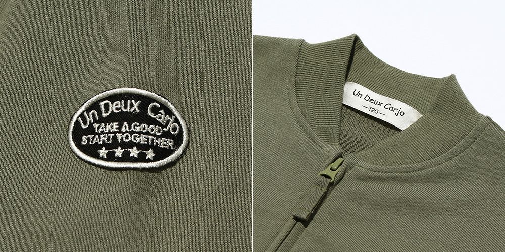 ベビー服 男の子 マフポケット乗り物デザインジャケット カーキ(82) デザインポイント2