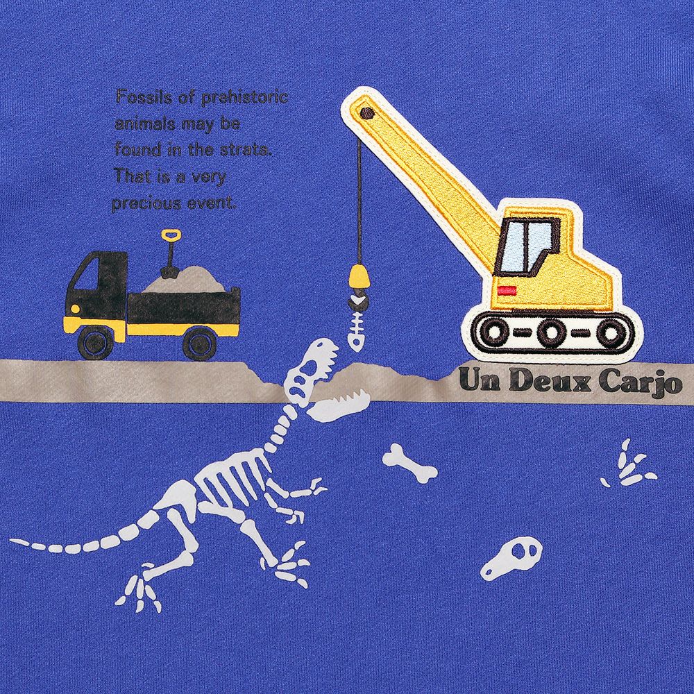 ベビー服 男の子 恐竜プリント＆乗り物ワッペンTシャツ ブルー(61) デザインポイント1