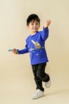 ベビー服 男の子 恐竜プリント＆乗り物ワッペンTシャツ ブルー(61) モデル画像アップ