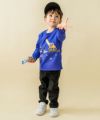 ベビー服 男の子 恐竜プリント＆乗り物ワッペンTシャツ ブルー(61) モデル画像全身