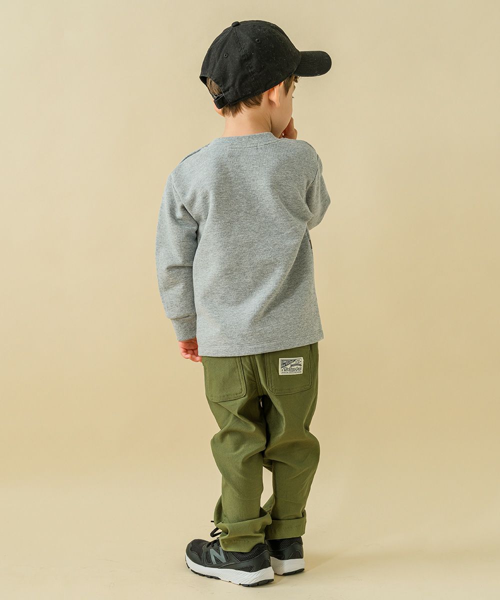 ベビー服 男の子 恐竜プリント＆乗り物ワッペンTシャツ 杢ｸﾞﾚｰ(92) モデル画像1