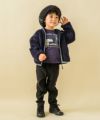 ベビー服 男の子 綿100％ワッペン付き乗り物プリントTシャツ ネイビー(06) モデル画像1