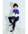 子供服 男の子 ポケット＆ロゴ付き三色切り替えトレーナー ネイビー(06) モデル画像
