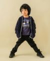 ベビー服 男の子 ロゴ入りポケット付き10分丈ストレッチパンツ ブラック(00) モデル画像1