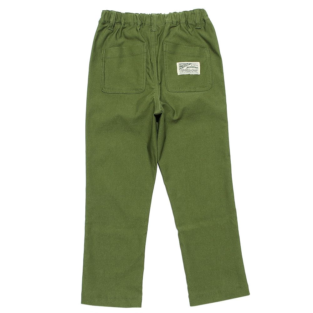 ベビー服 男の子 ロゴ入りポケット付き10分丈ストレッチパンツ カーキ(82) 背面