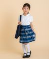 子供服 女の子 音符プリントトートバッグ ネイビー(06) モデル画像全身