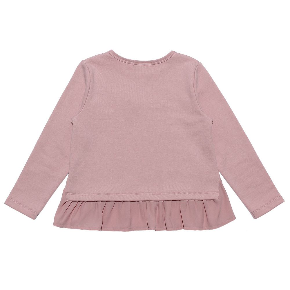 ベビー服 女の子 お花＆ロゴプリントフリル裏毛トレーナー ピンク(02) 背面