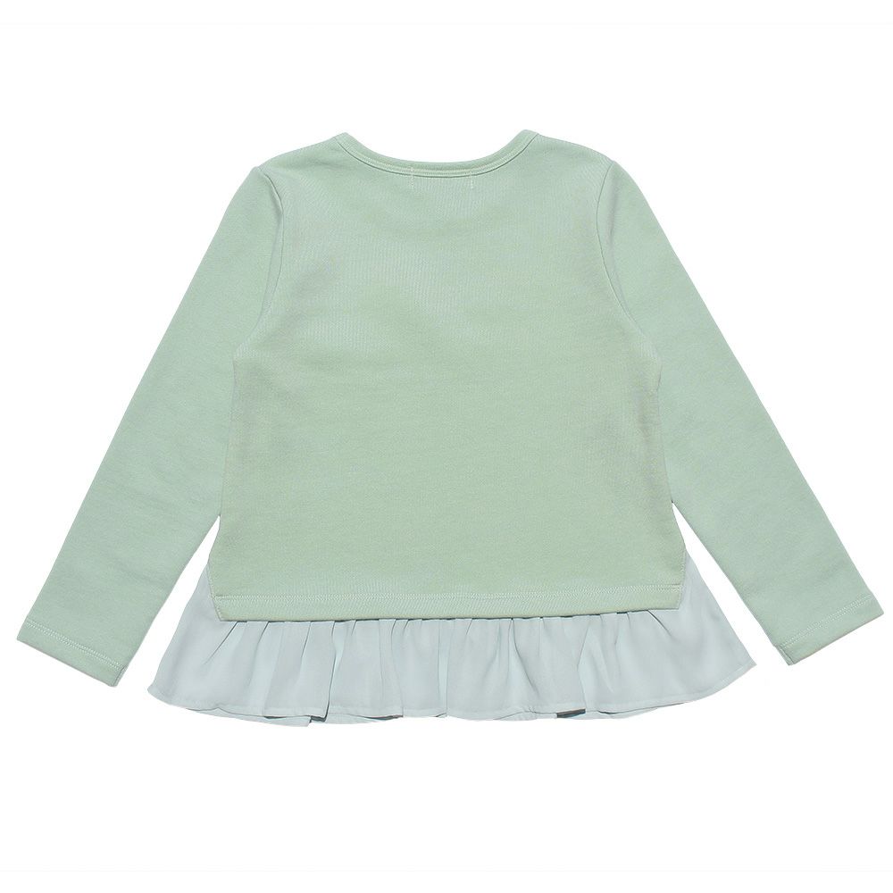 ベビー服 女の子 お花＆ロゴプリントフリル裏毛トレーナー グリーン(08) 背面