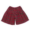子供服 女の子 綿100％オリジナルチェック柄　ボンつきキュロットパンツ レッド(03) 正面