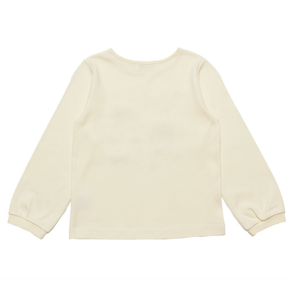 子供服 女の子 綿100％音符楽器お花プリントリボンつきTシャツ オフホワイト(11) 背面