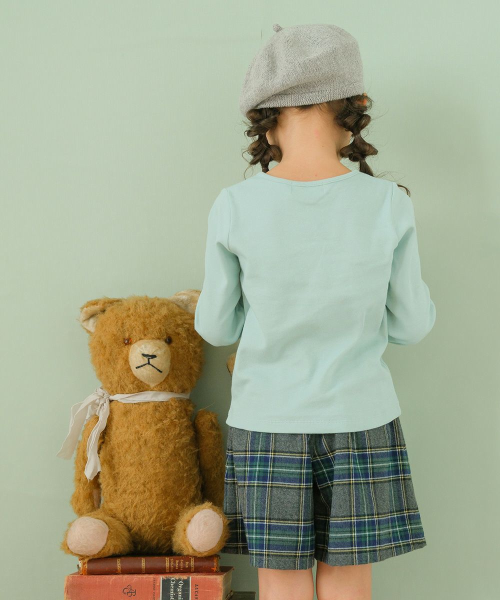 子供服 女の子 綿100％音符楽器お花プリントリボンつきTシャツ グリーン(08) モデル画像4