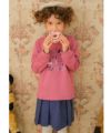 子供服 女の子 ロゴ刺繍リボン裏毛トレーナー ピンク(02) モデル画像アップ