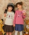 子供服 女の子 ロゴ刺繍リボン裏毛トレーナー ピンク(02) モデル画像3